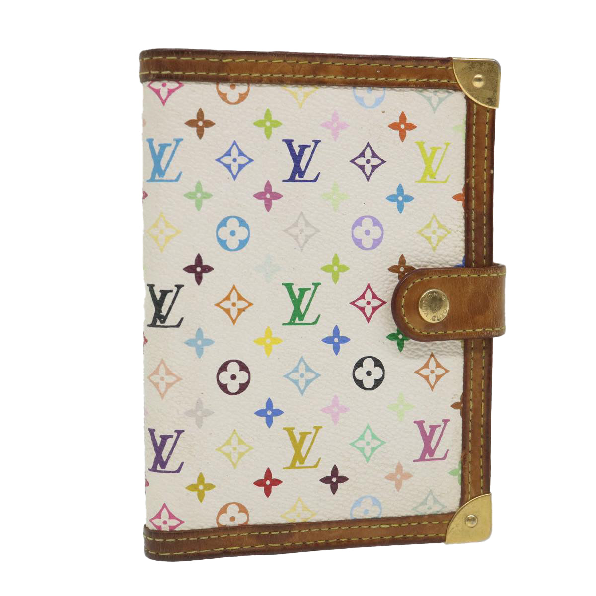 LOUIS VUITTON Multicolor Agenda PM Day Planner Cover White R21074 LV Auth bs9659