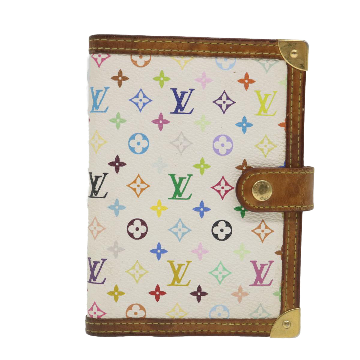 LOUIS VUITTON Multicolor Agenda PM Day Planner Cover White R21074 LV Auth bs9659