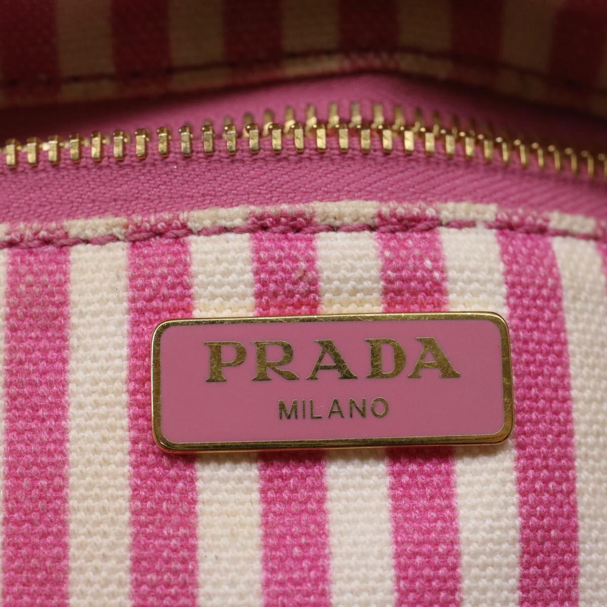 PRADA Pouch Canvas Pink Auth bs9661