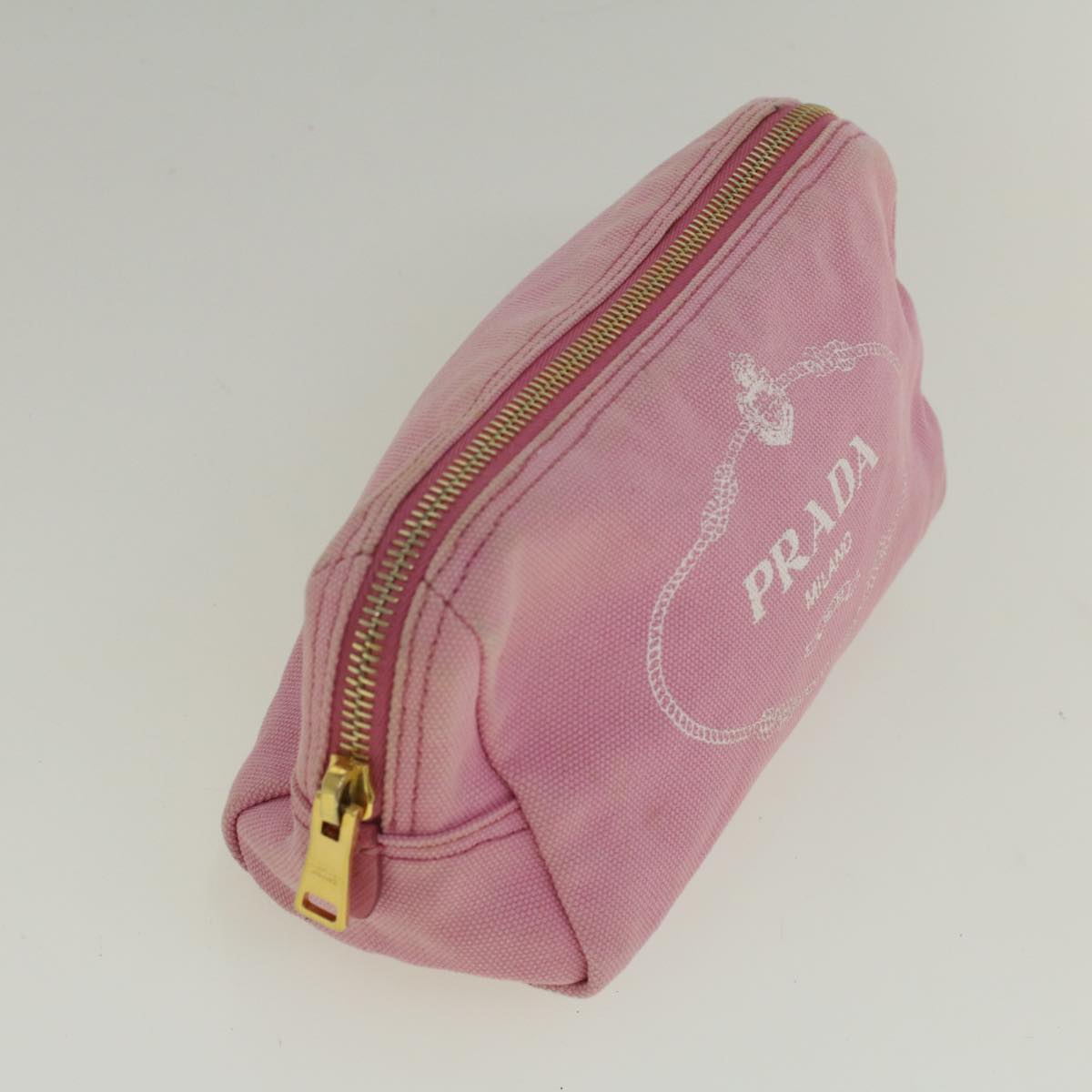 PRADA Pouch Canvas Pink Auth bs9661