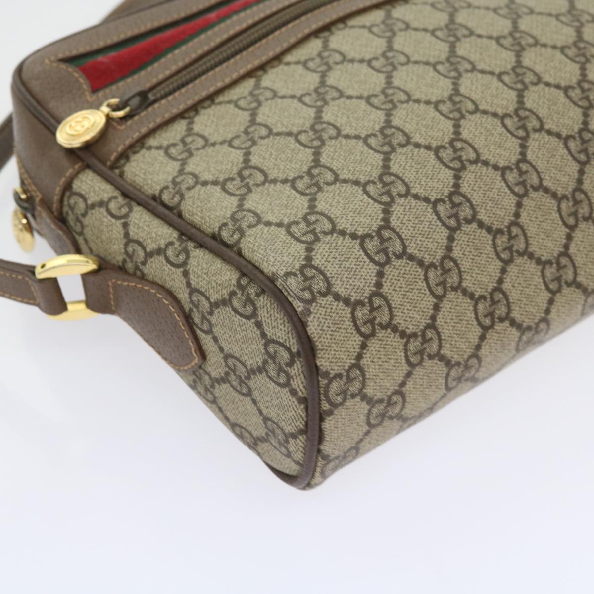 GUCCI GG Supreme Web Sherry Line Shoulder Bag Beige 001 56 6472 4023 Auth bs9679