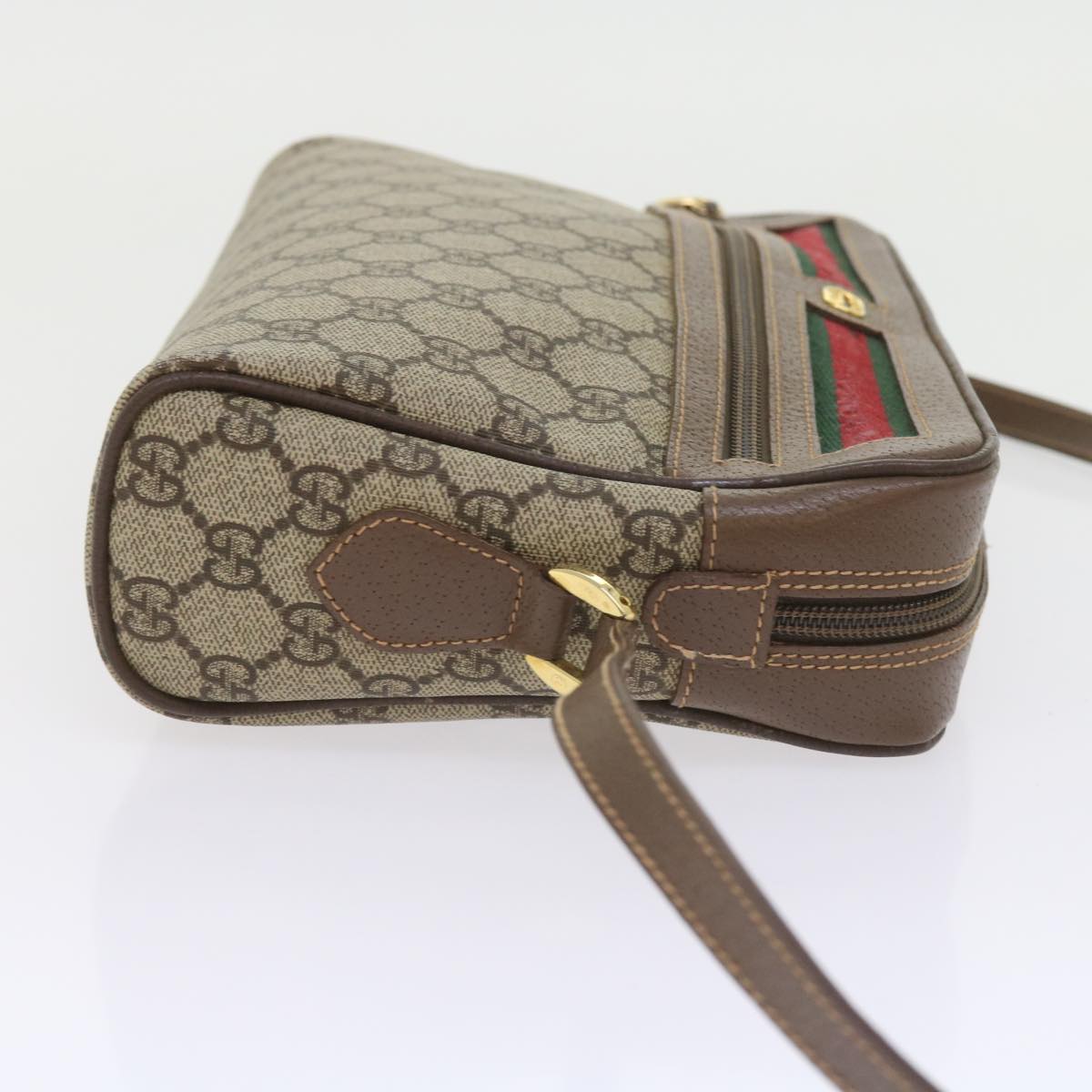 GUCCI GG Supreme Web Sherry Line Shoulder Bag Beige 001 56 6472 4023 Auth bs9679