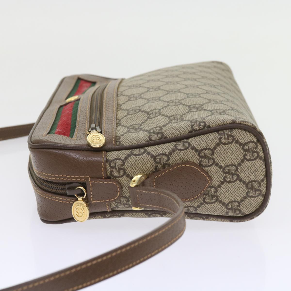 GUCCI GG Supreme Web Sherry Line Shoulder Bag Beige 001 56 6472 4023 Auth bs9679