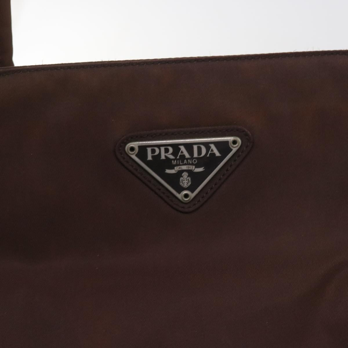 PRADA Hand Bag Nylon Brown Auth bs9704