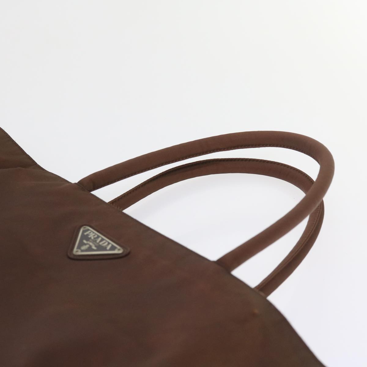 PRADA Hand Bag Nylon Brown Auth bs9704