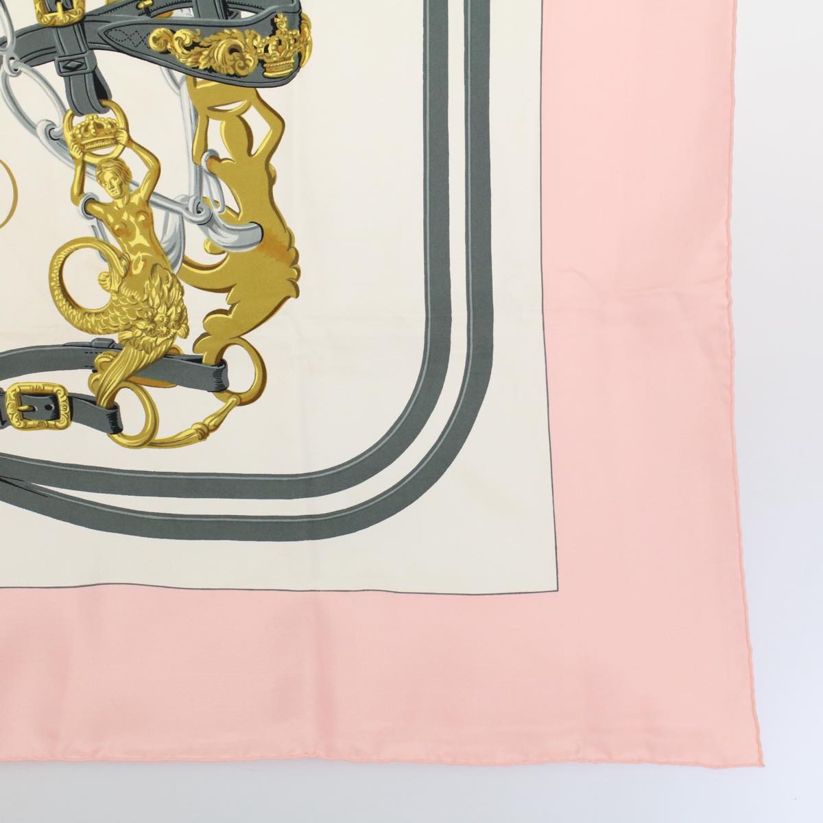 HERMES Carre 90 BRIDES de GALA Scarf Silk Pink Auth bs9716