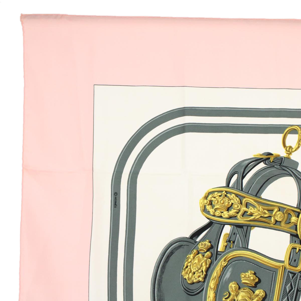 HERMES Carre 90 BRIDES de GALA Scarf Silk Pink Auth bs9716