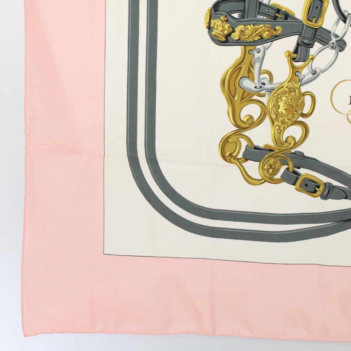 HERMES Carre 90 BRIDES de GALA Scarf Silk Pink Auth bs9716