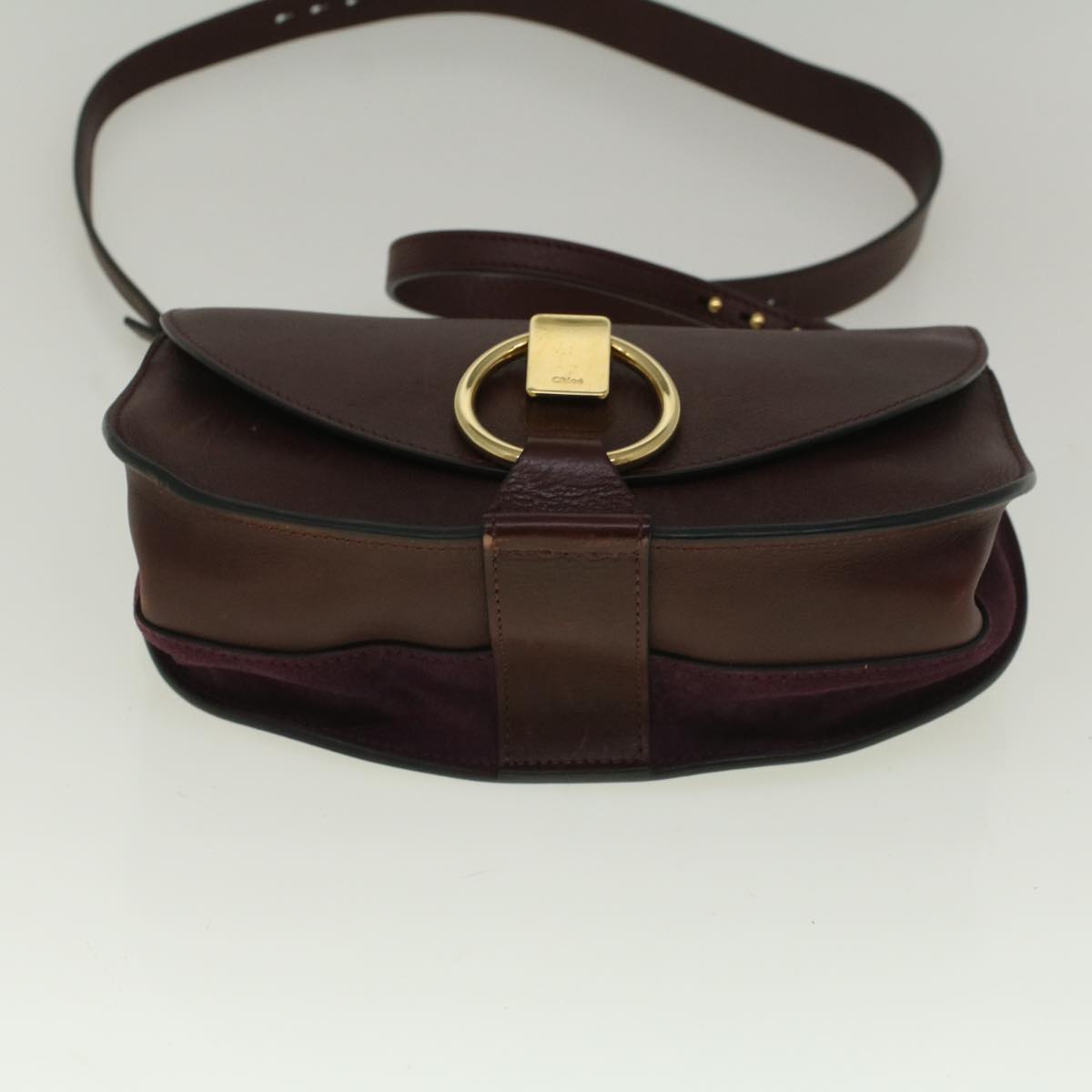 Chloe Goldie Shoulder Bag Leather 2way Wine Red Auth bs9718