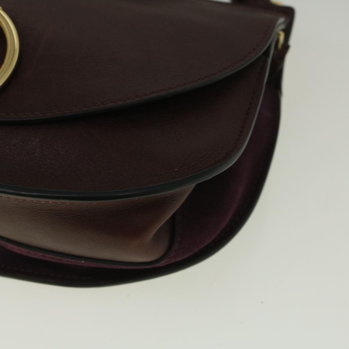 Chloe Goldie Shoulder Bag Leather 2way Wine Red Auth bs9718