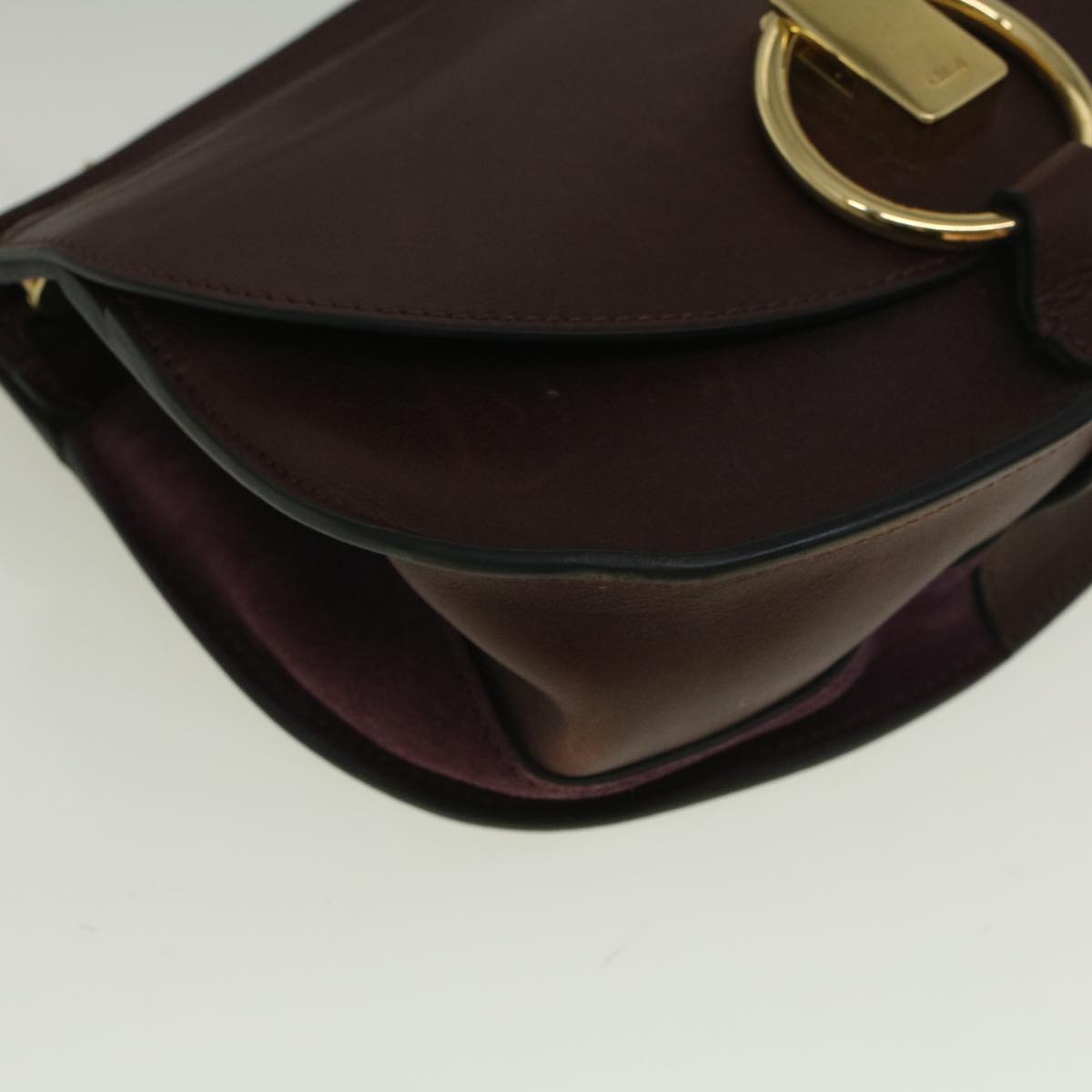 Chloe Goldie Shoulder Bag Leather 2way Wine Red Auth bs9718