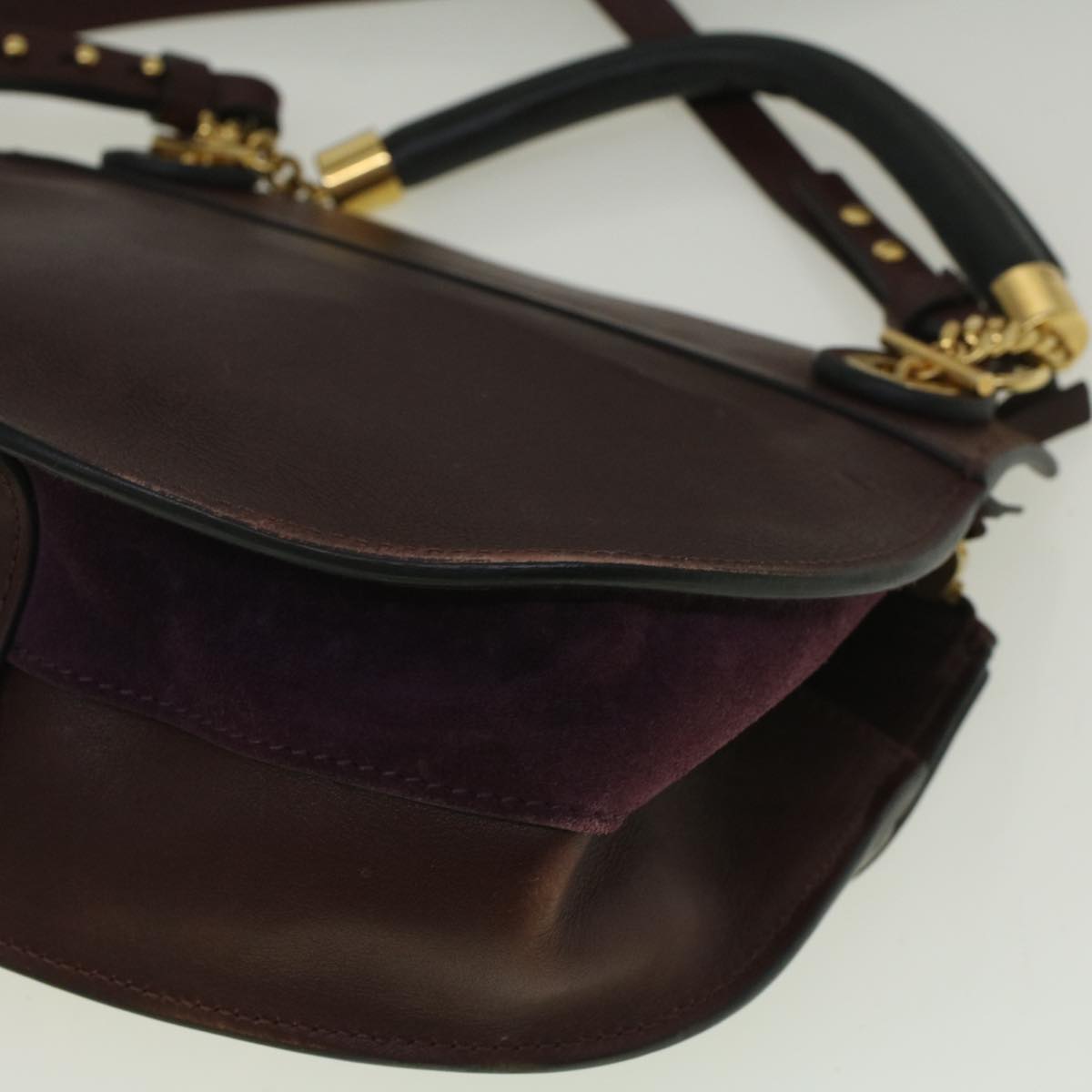 Chloe Goldie Shoulder Bag Leather 2way Wine Red Auth bs9718