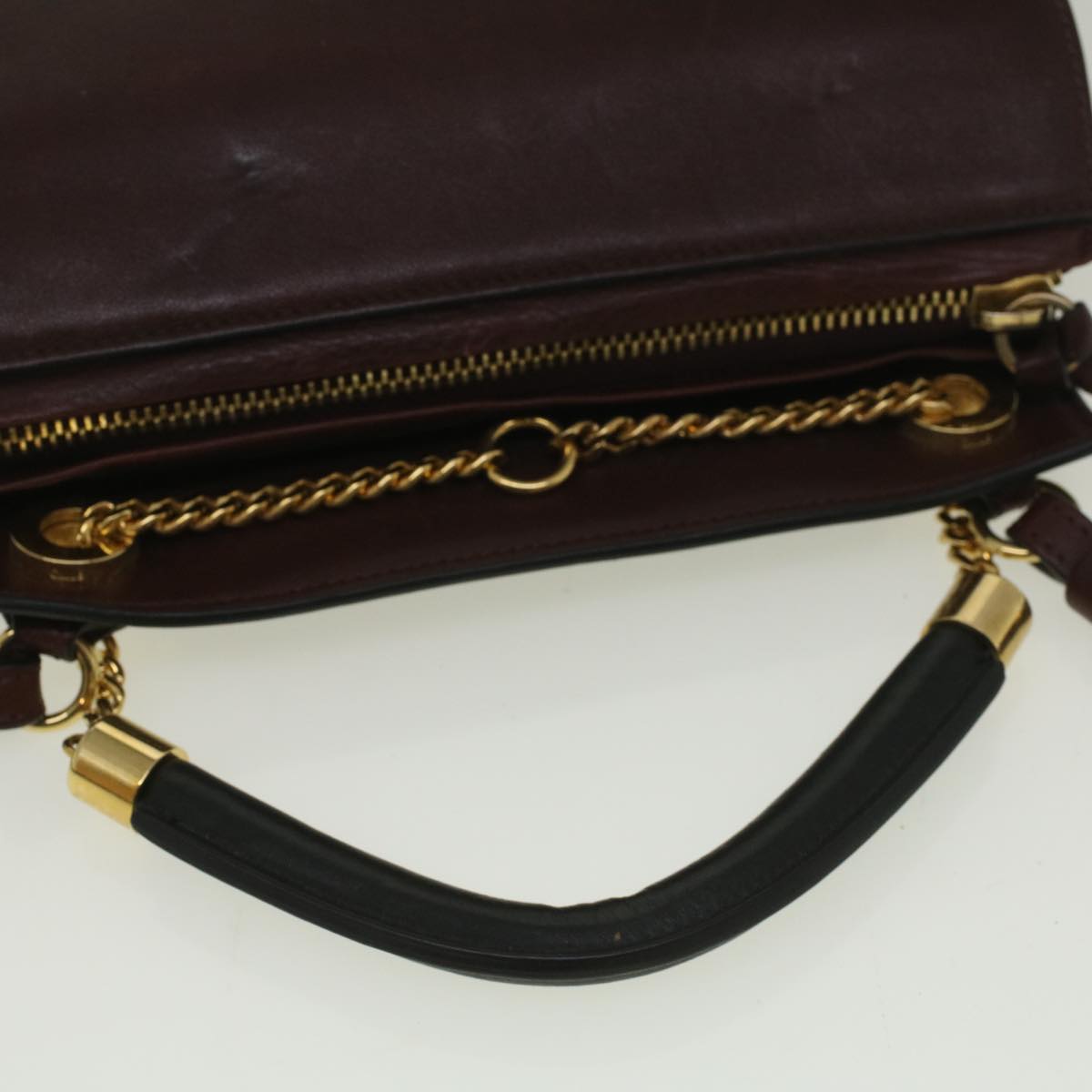 Chloe Goldie Shoulder Bag Leather 2way Wine Red Auth bs9718