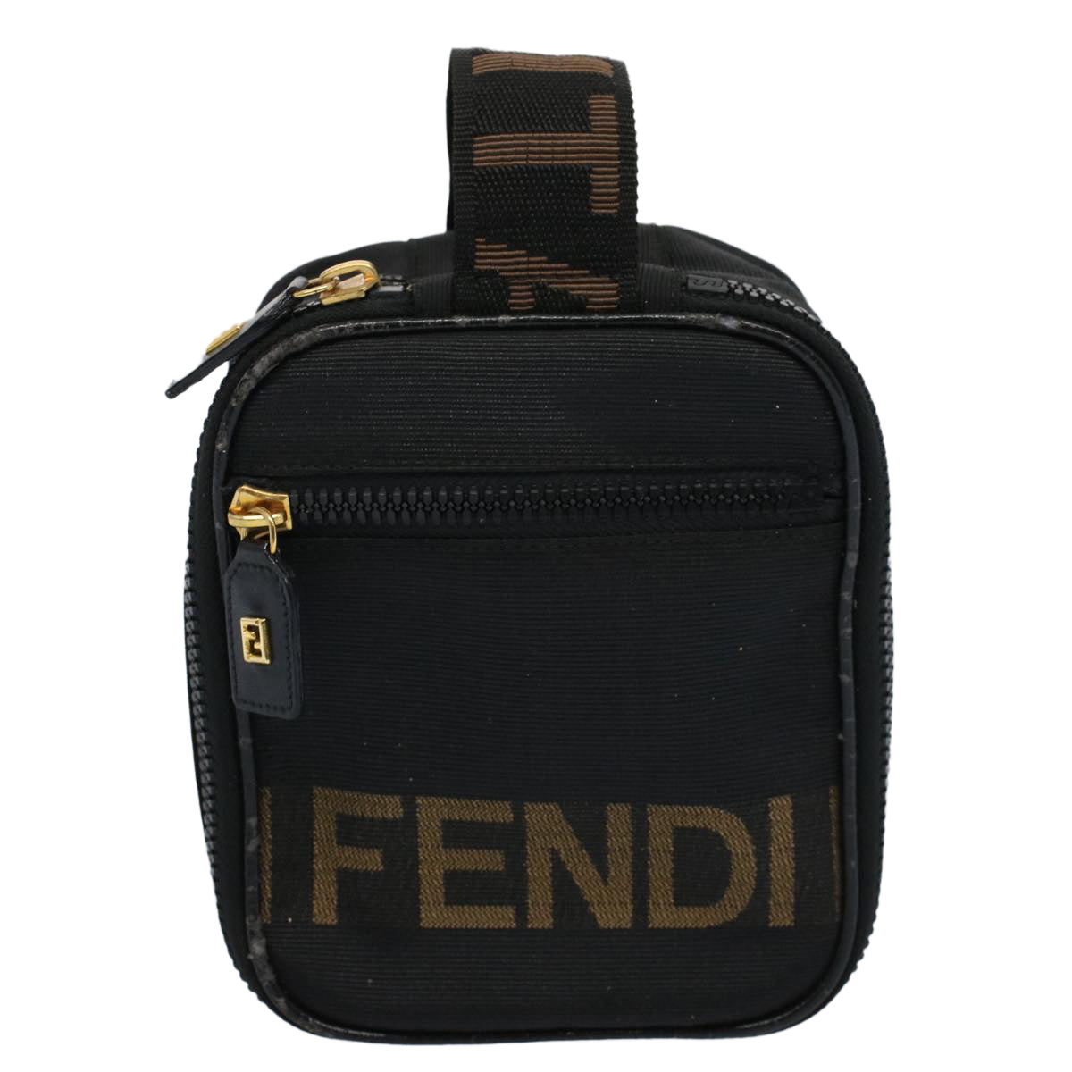 FENDI Hand Pouch Nylon Black Brown Auth bs9727