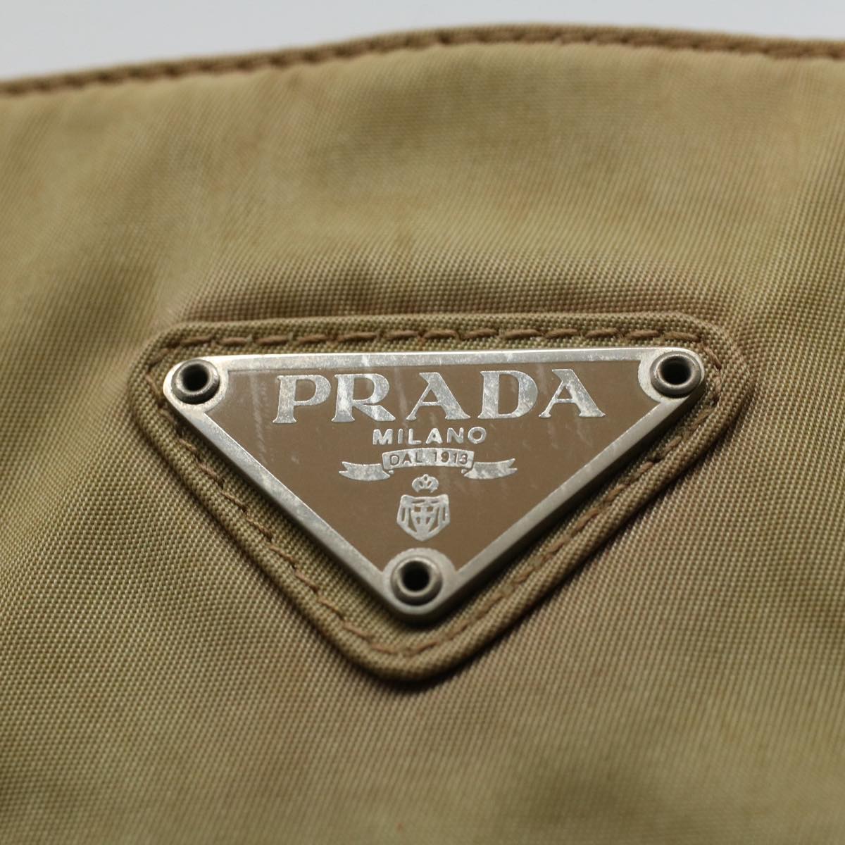 PRADA Tote Bag Nylon Khaki Auth bs9732