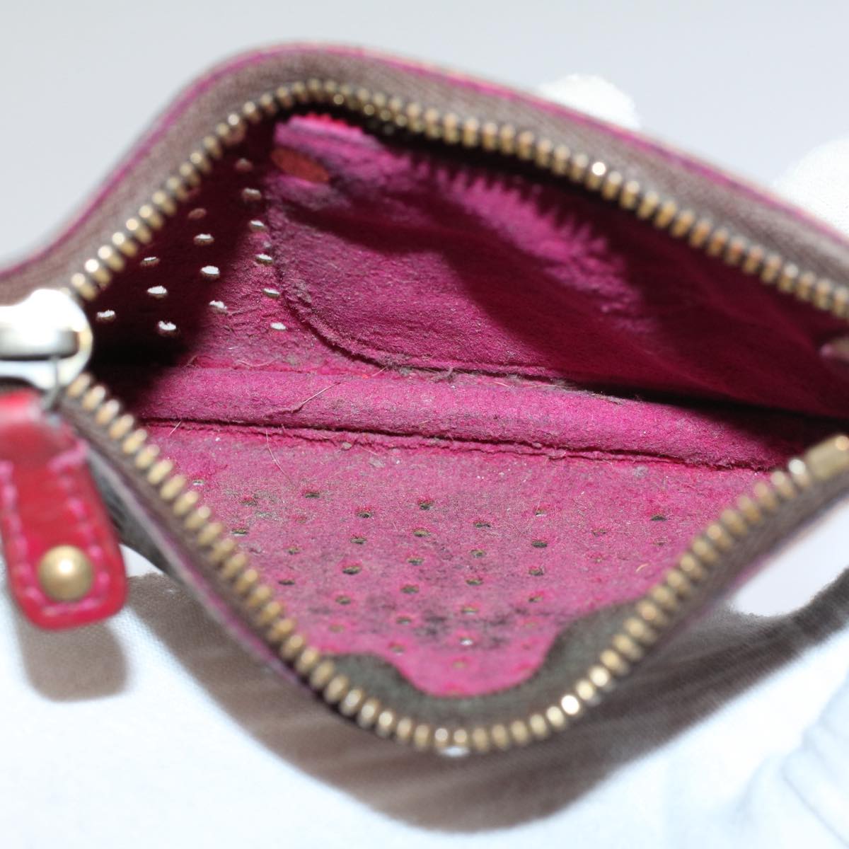 LOUIS VUITTON Monogram Perfo Pochette Cles Coin Purse Pink M95223 LV Auth bs9769