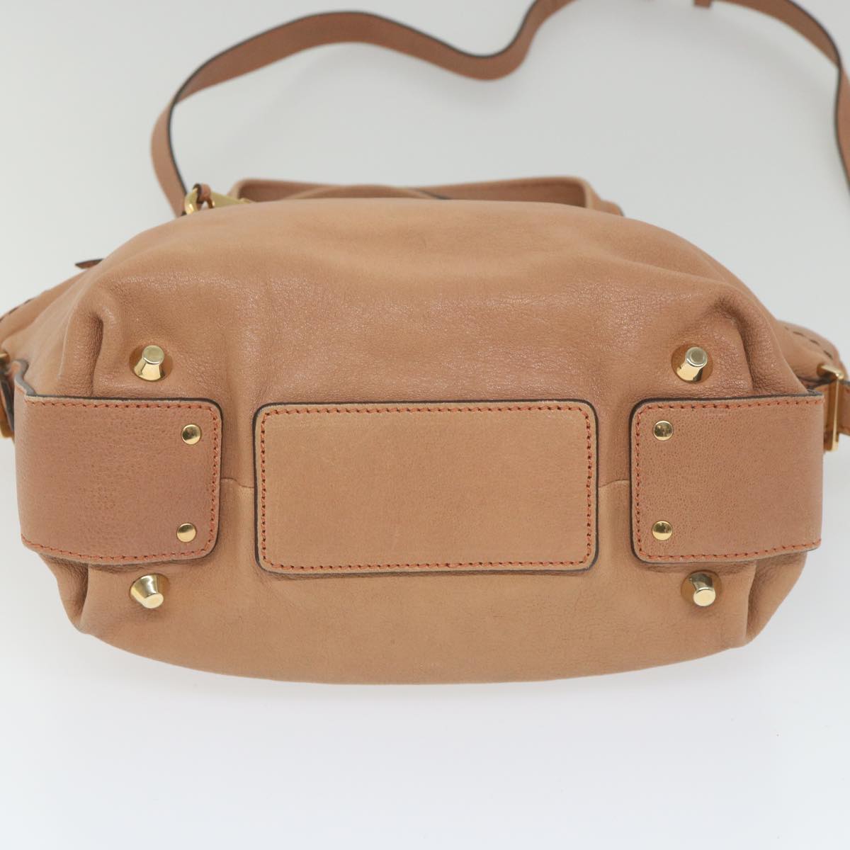 Chloe Shoulder Bag Leather 2way Beige Auth bs9778