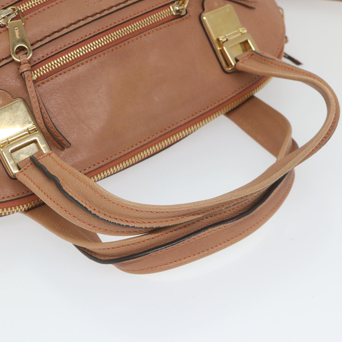 Chloe Shoulder Bag Leather 2way Beige Auth bs9778