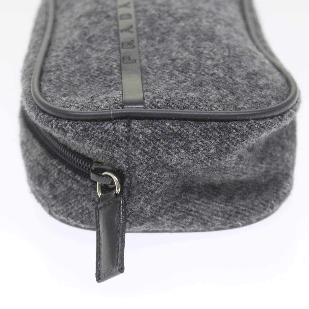 PRADA Pouch Wool Black Auth bs9788