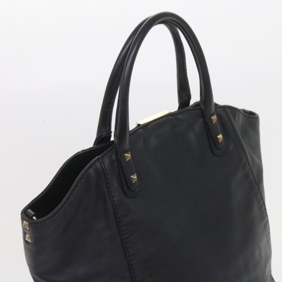 VALENTINO Hand Bag Leather 2way Black Auth bs9820