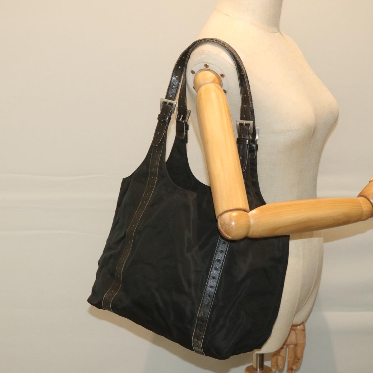 PRADA Tote Bag Nylon Black Auth bs9826