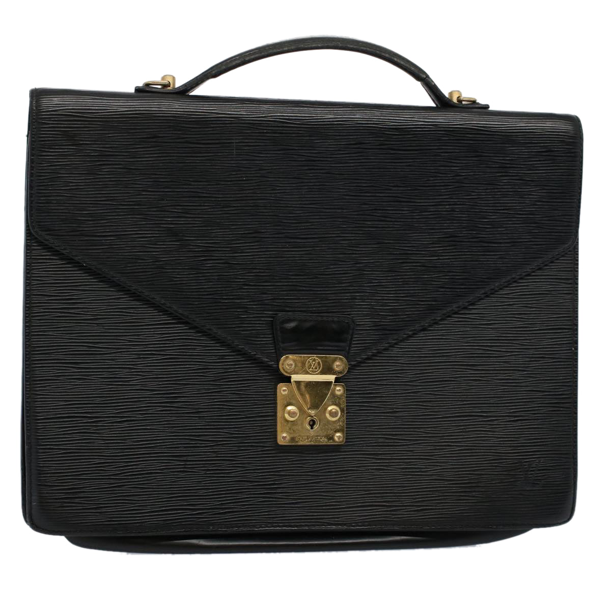 LOUIS VUITTON Epi Porte Documents Bandouliere Briefcase Black M54467 Auth bs9833