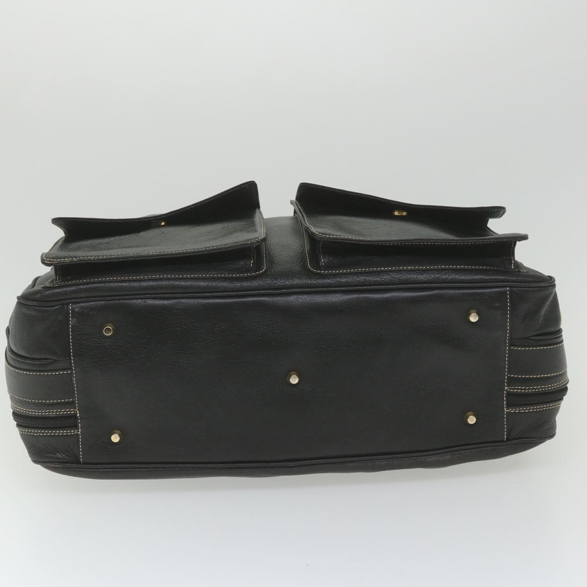 BALLY Business Bag Leather Black Auth bs9840