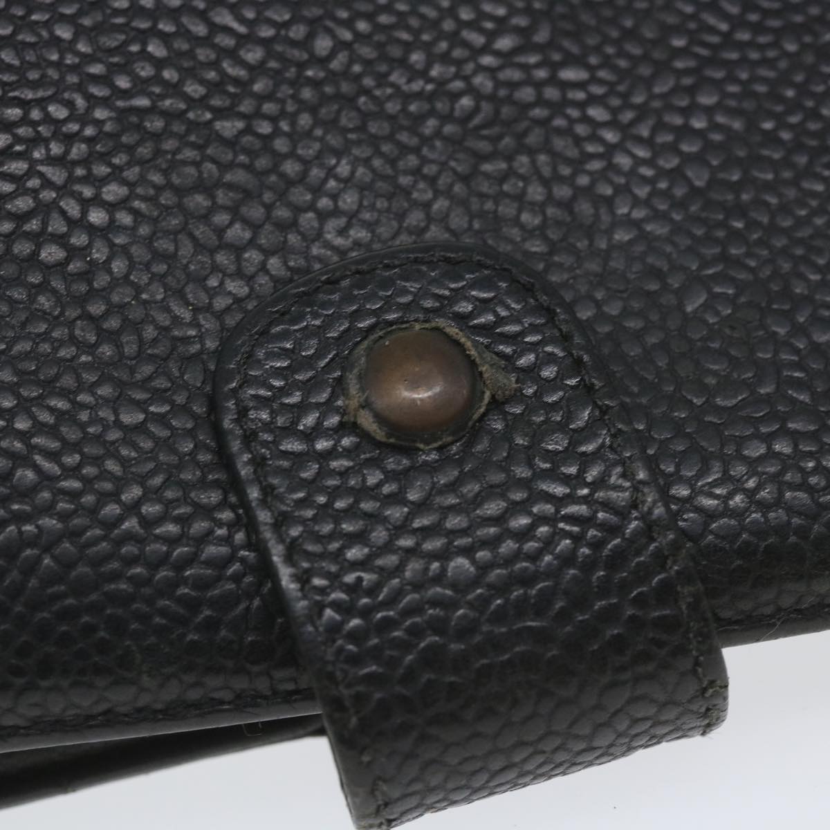 CHANEL Wallet Caviar Skin Black CC Auth bs9845