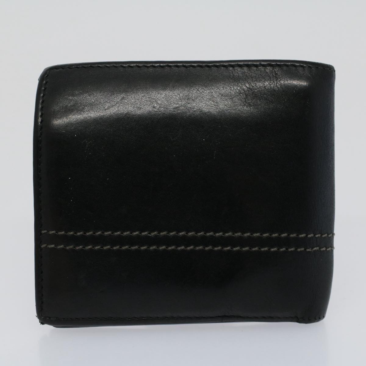 BVLGARI Wallet Leather 4 Set Black Beige Auth bs9872