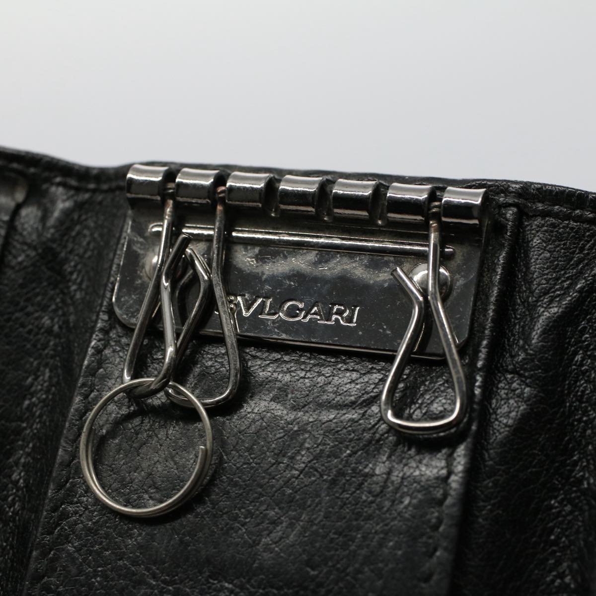 BVLGARI Wallet Leather 4 Set Black Beige Auth bs9872