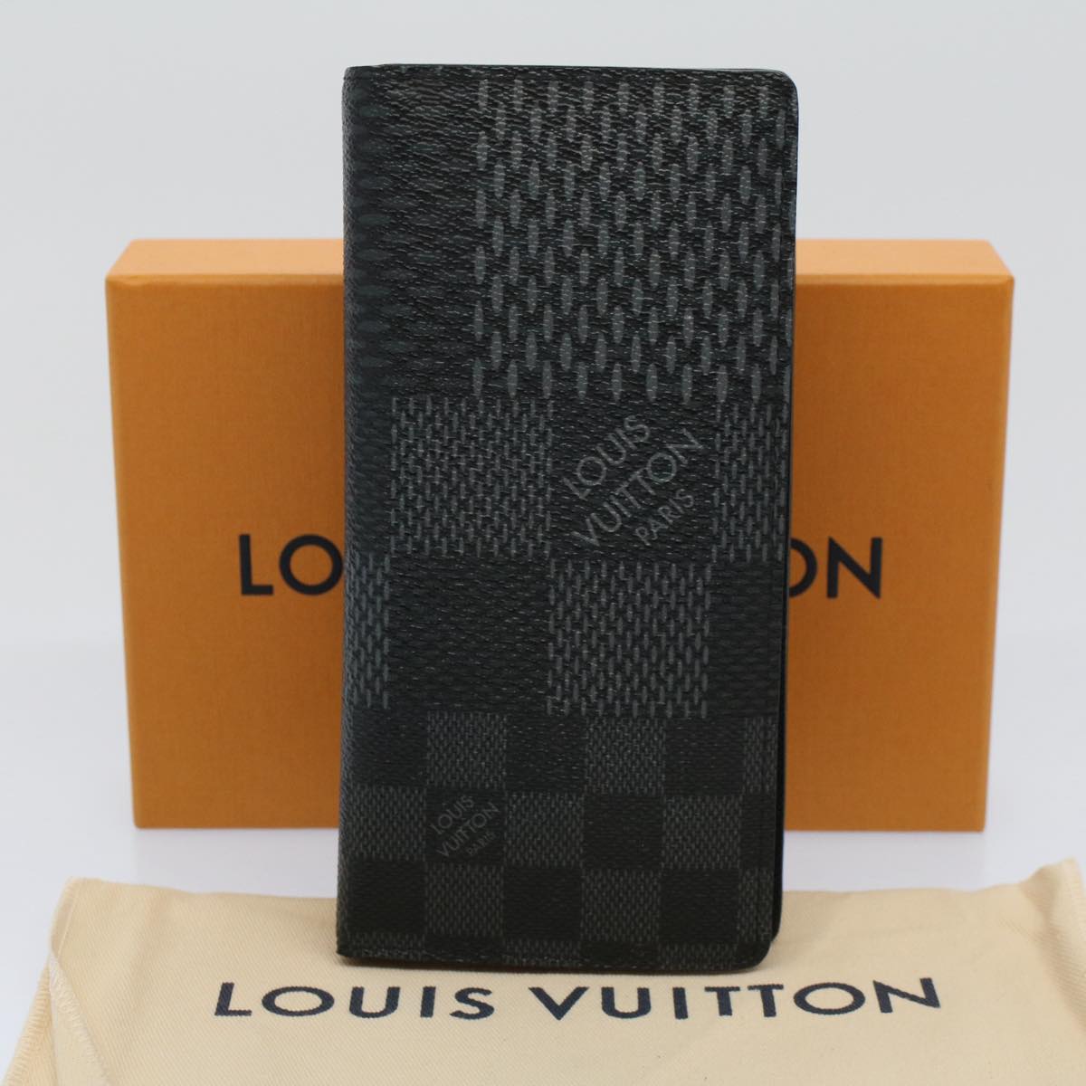 LOUIS VUITTON Damier Graphite PortefeuilleNM Brazza Wallet N60435 LV Auth bs9885