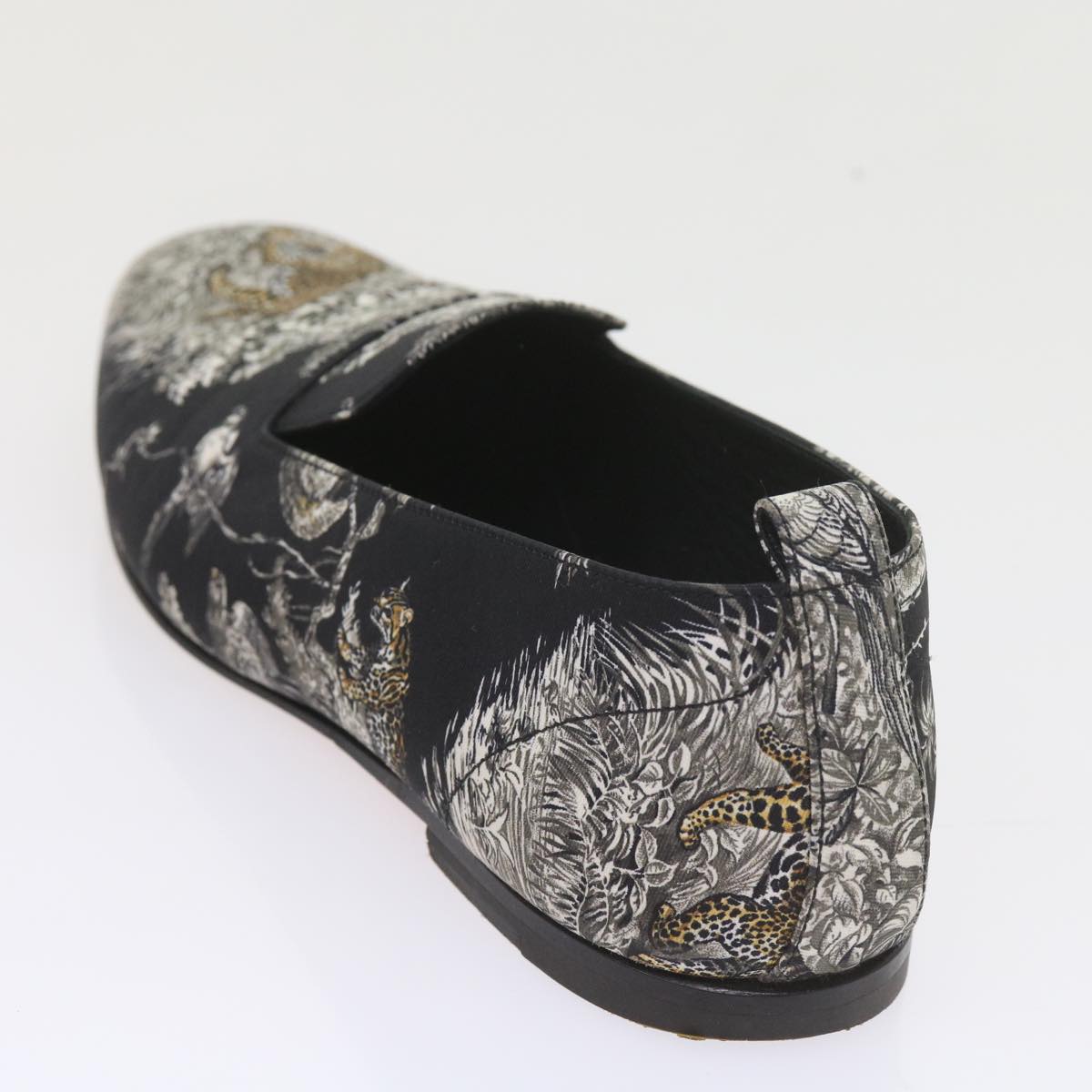 HERMES Jungle semelle cuir Shoes Canvas 42.5 Black White Brown Auth bs9909