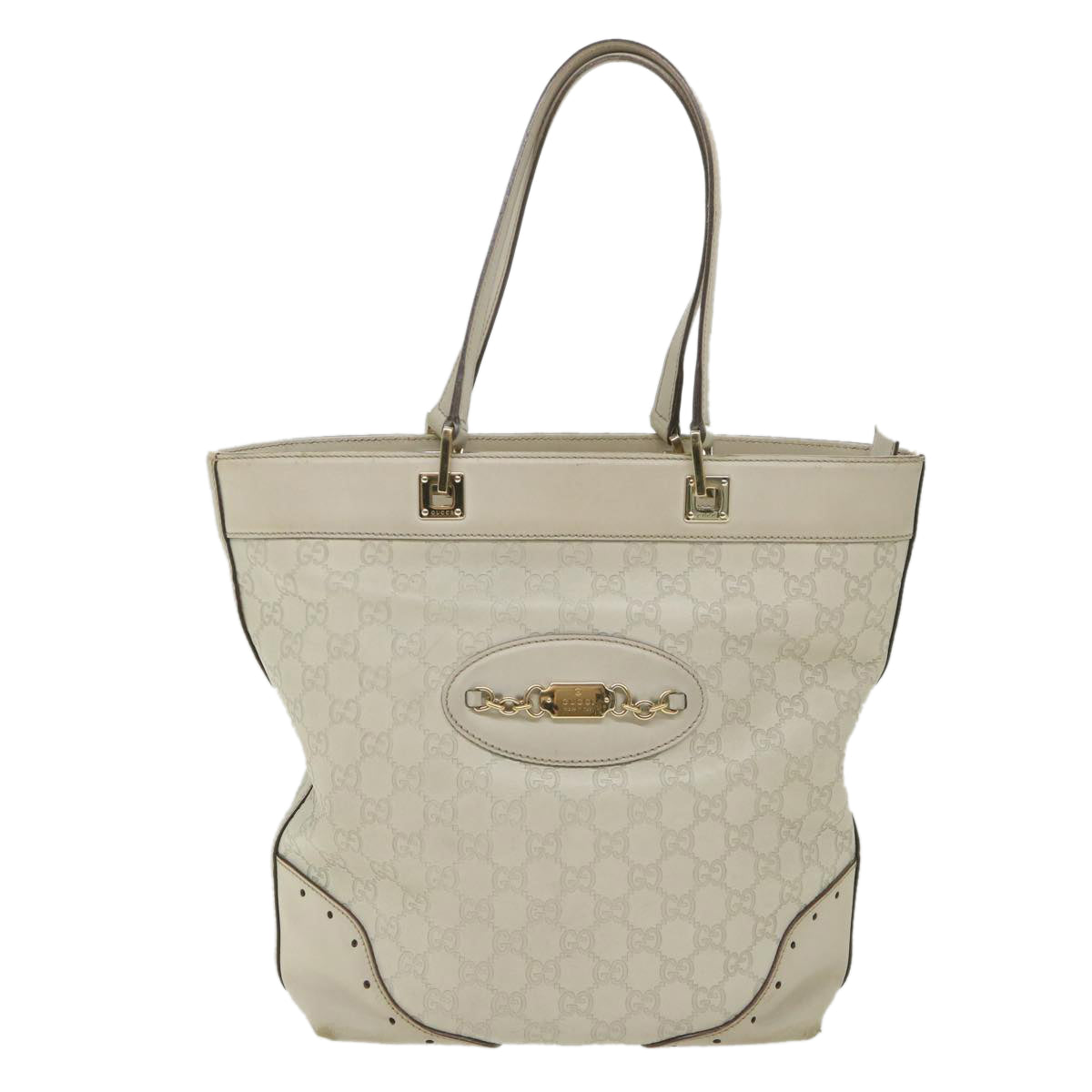 GUCCI GG Canvas Guccissima Shoulder Bag White 145984 Auth bs9931