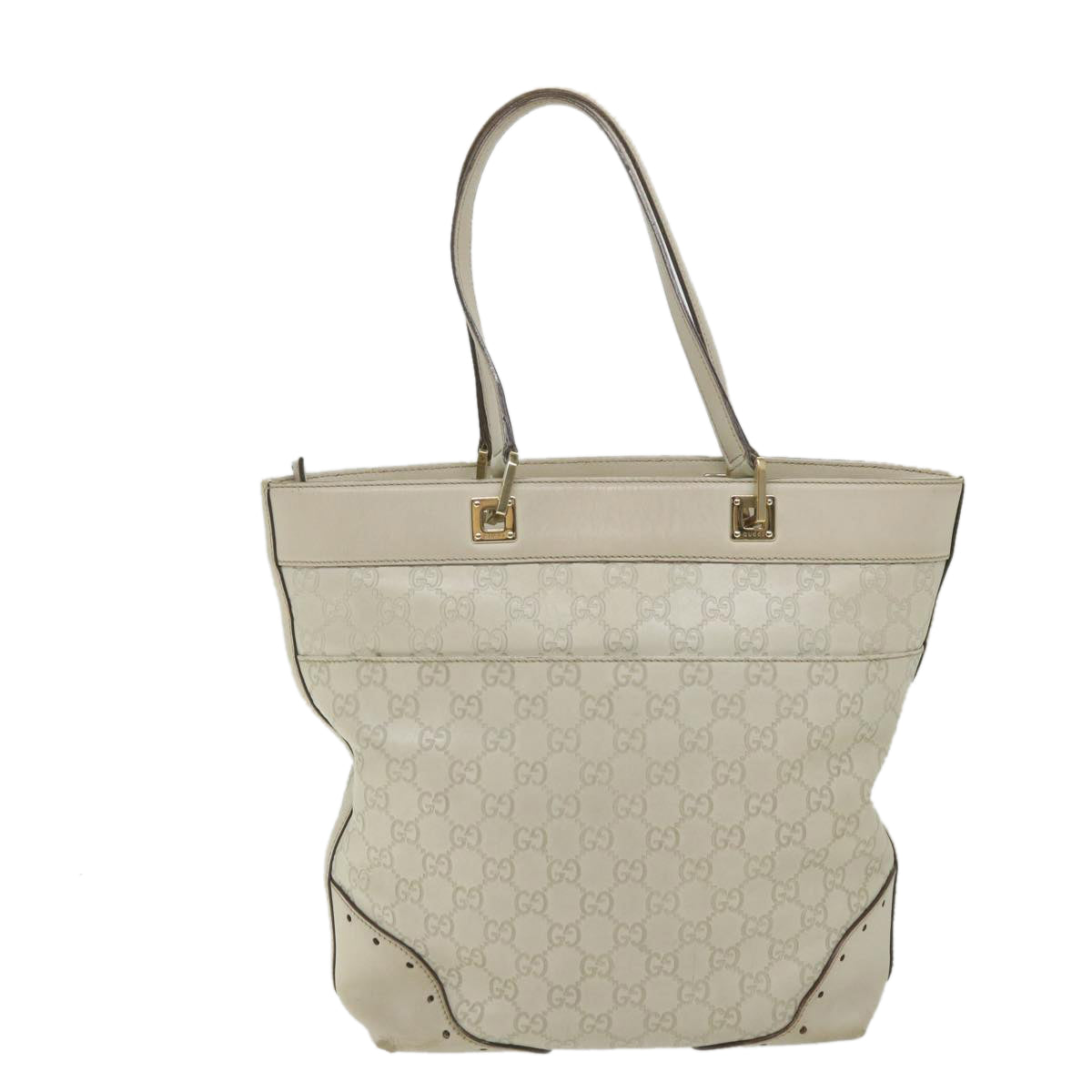 GUCCI GG Canvas Guccissima Shoulder Bag White 145984 Auth bs9931