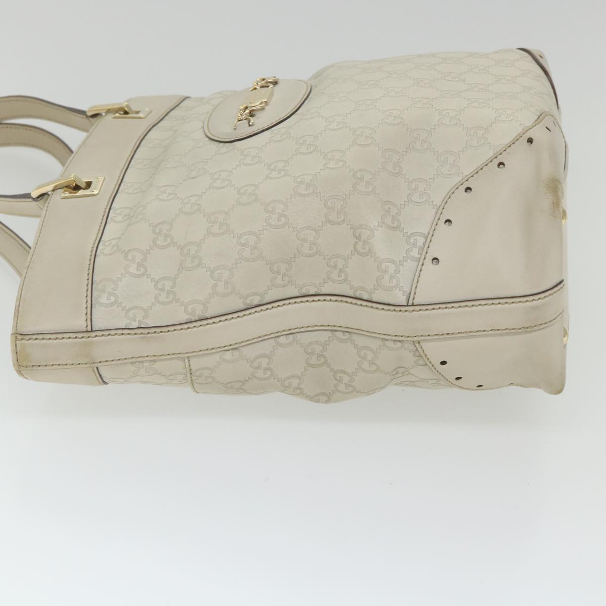 GUCCI GG Canvas Guccissima Shoulder Bag White 145984 Auth bs9931