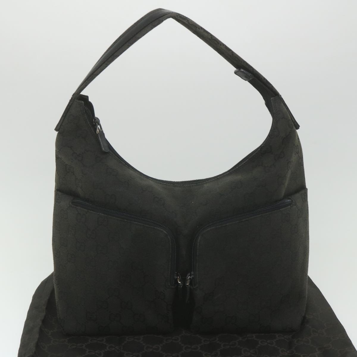 GUCCI GG Canvas Shoulder Bag Black 001 3380 Auth bs9932