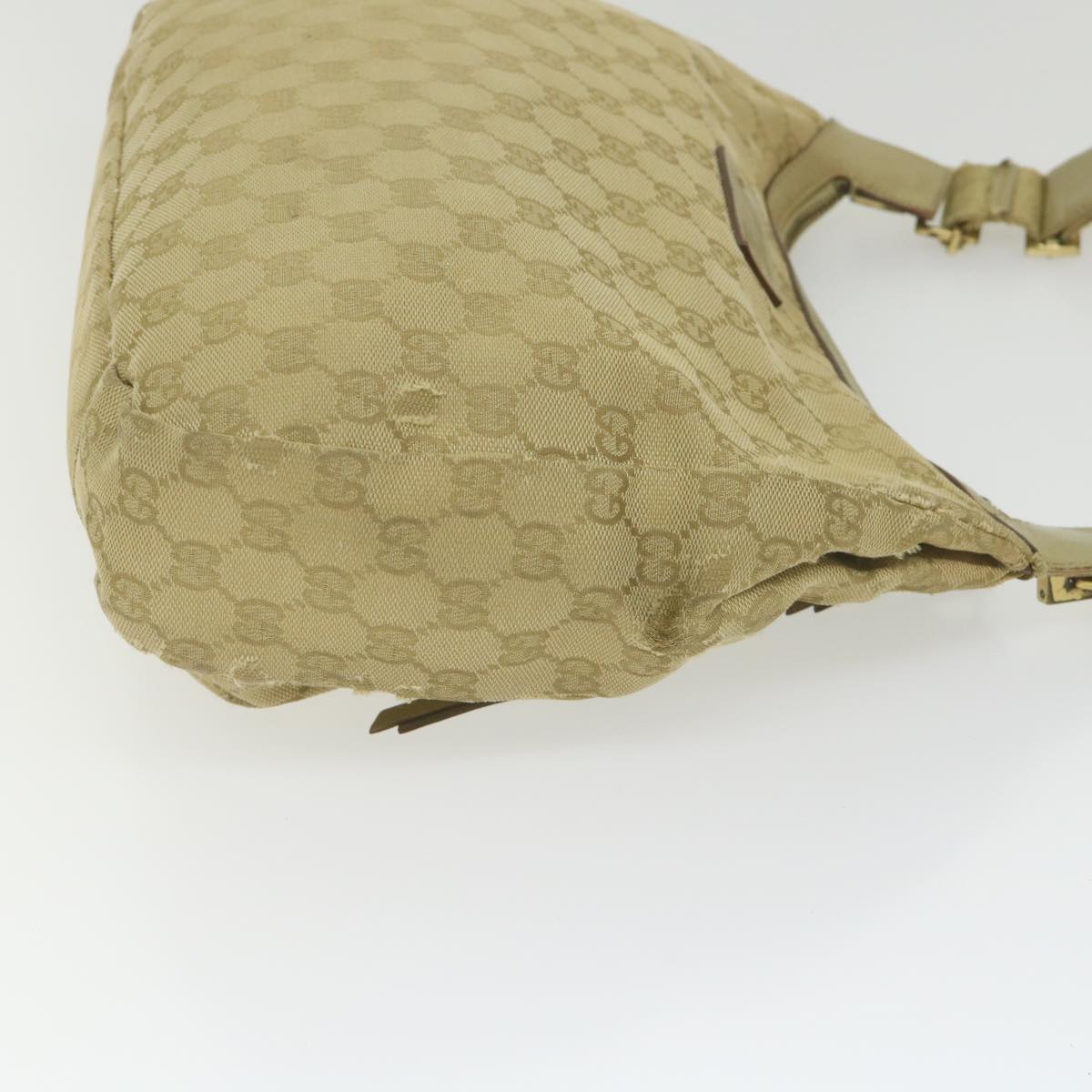 GUCCI GG Canvas Shoulder Bag Khaki 90762 Auth bs9937