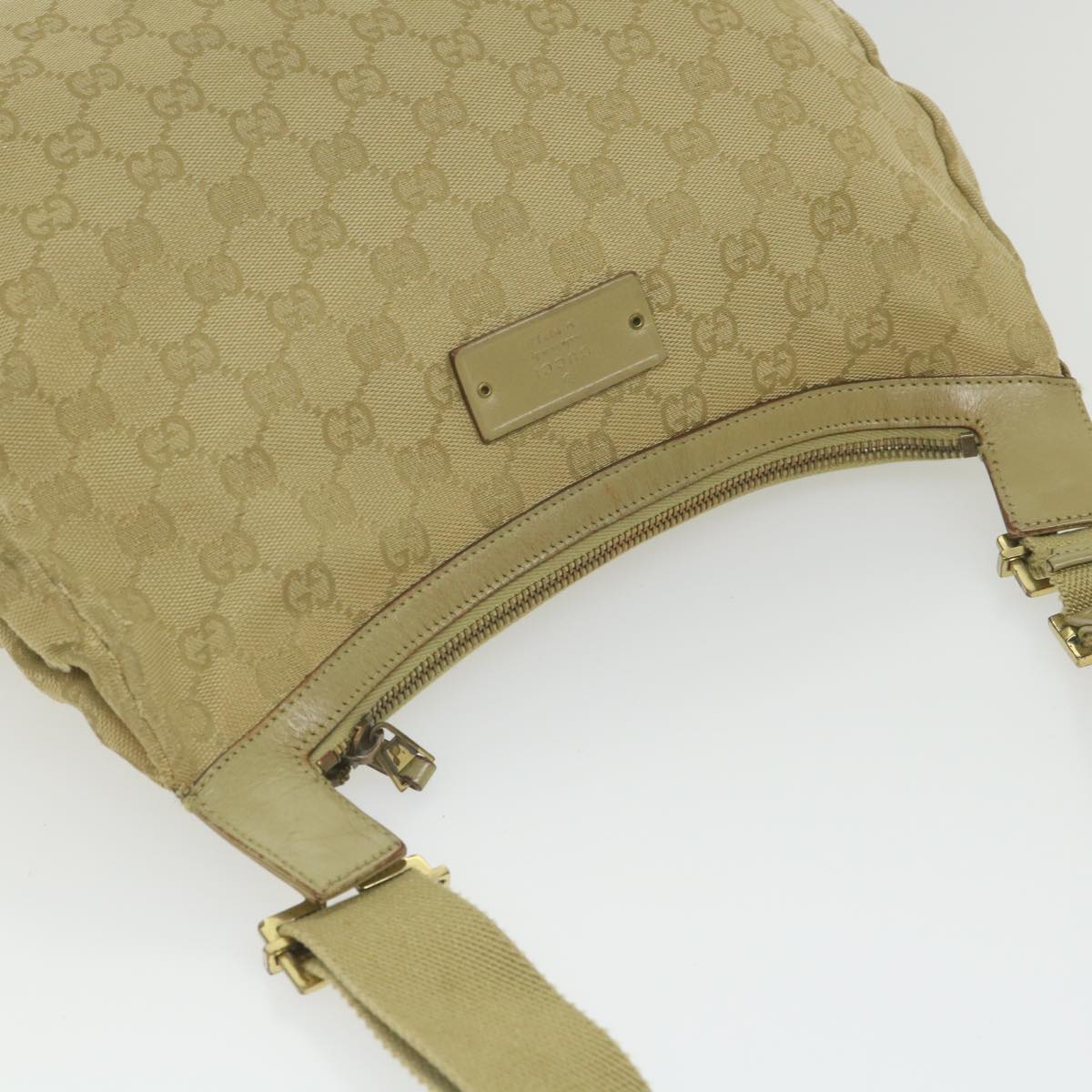 GUCCI GG Canvas Shoulder Bag Khaki 90762 Auth bs9937