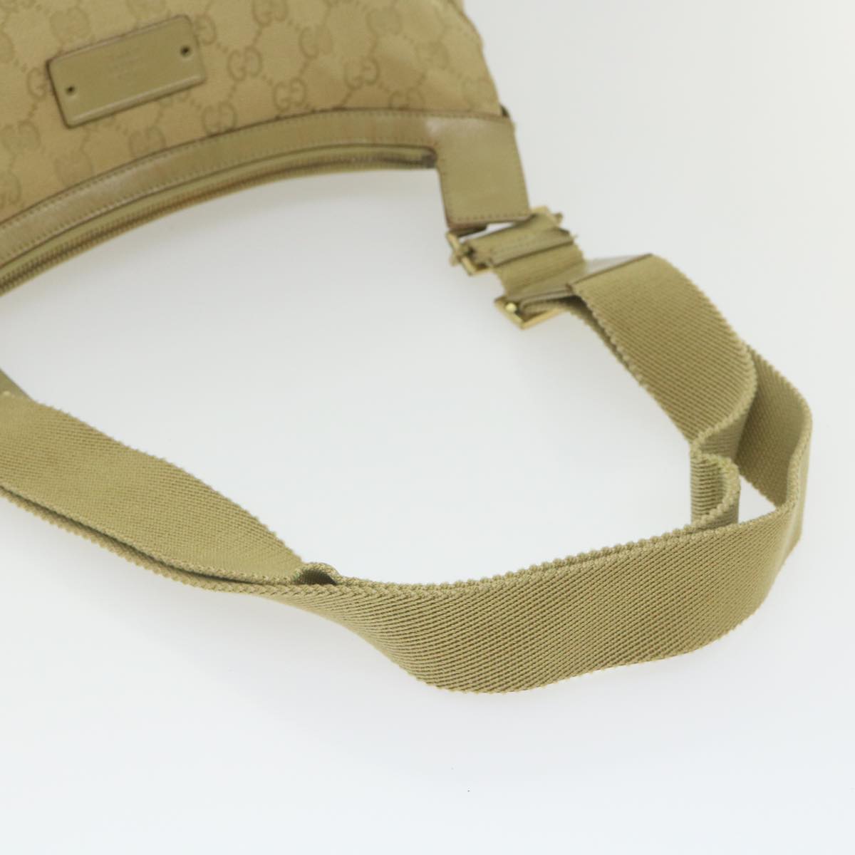 GUCCI GG Canvas Shoulder Bag Khaki 90762 Auth bs9937