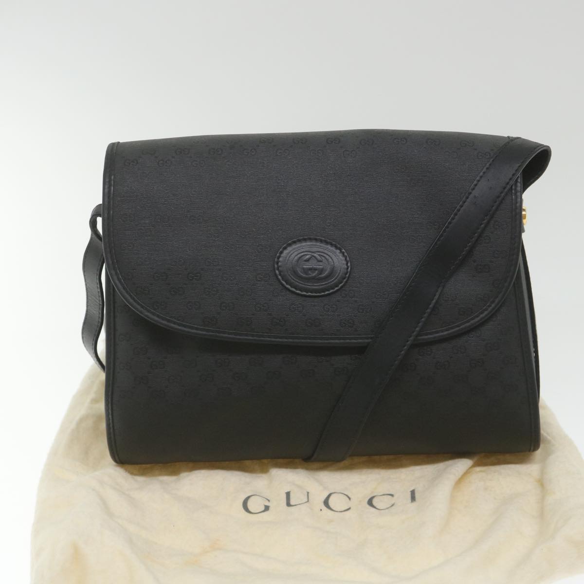 GUCCI Micro GG Canvas Shoulder Bag Black 001 14 0712 Auth bs9977