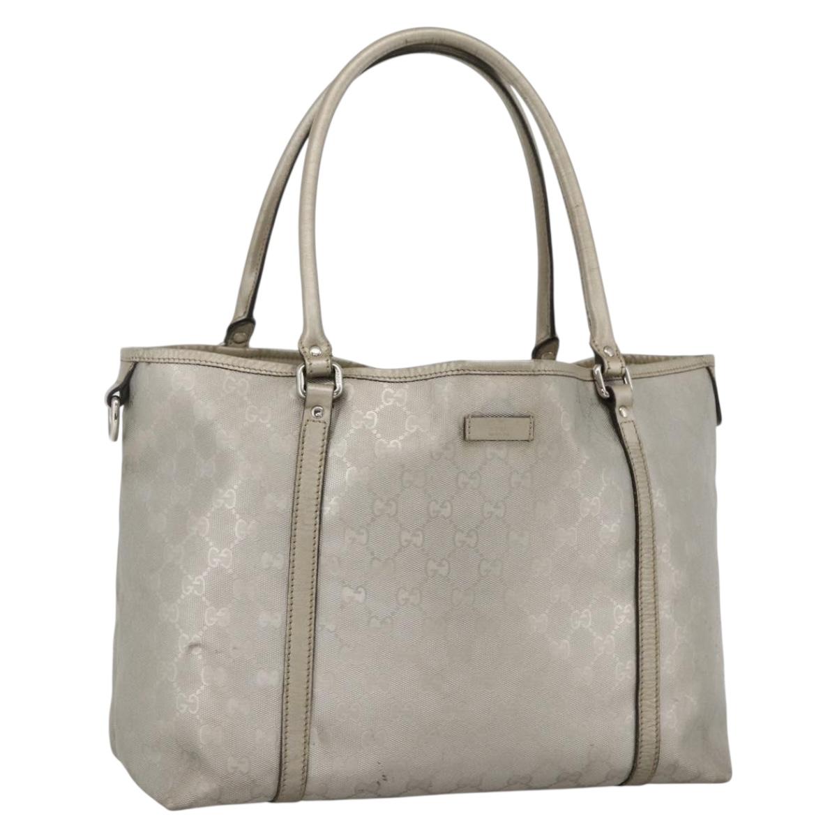 GUCCI GG Implementation Tote Bag PVC Silver 197953 Auth BSZ004