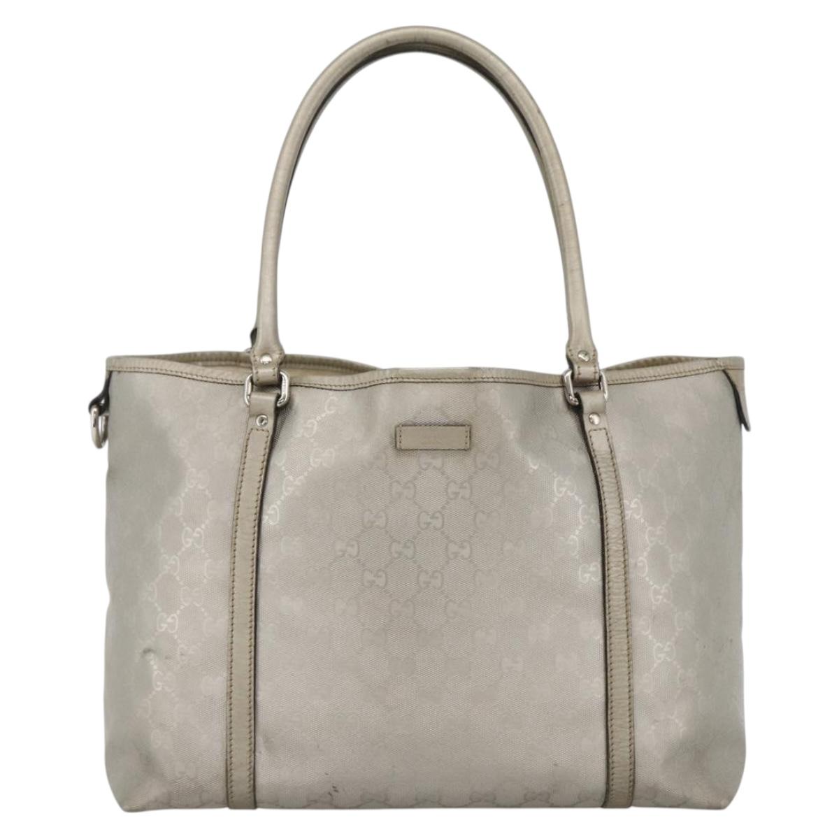 GUCCI GG Implementation Tote Bag PVC Silver 197953 Auth BSZ004