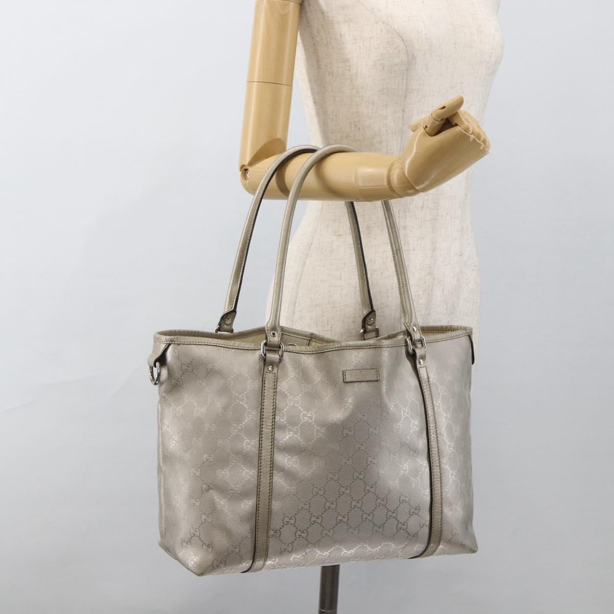 GUCCI GG Implementation Tote Bag PVC Silver 197953 Auth BSZ004