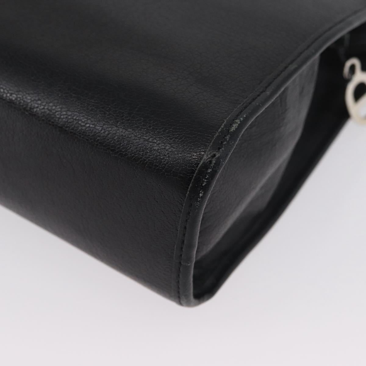 Christian Dior Shoulder Bag Leather Black Gold Auth BSZ005