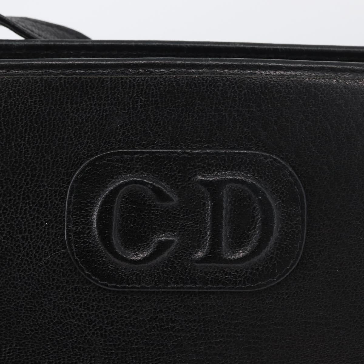 Christian Dior Shoulder Bag Leather Black Gold Auth BSZ005