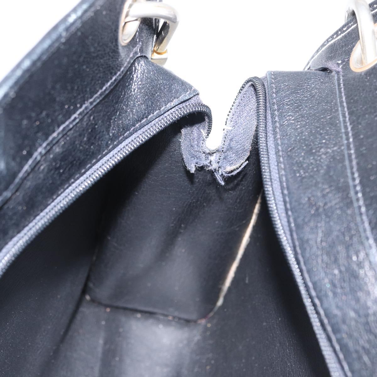 Christian Dior Shoulder Bag Leather Black Gold Auth BSZ005
