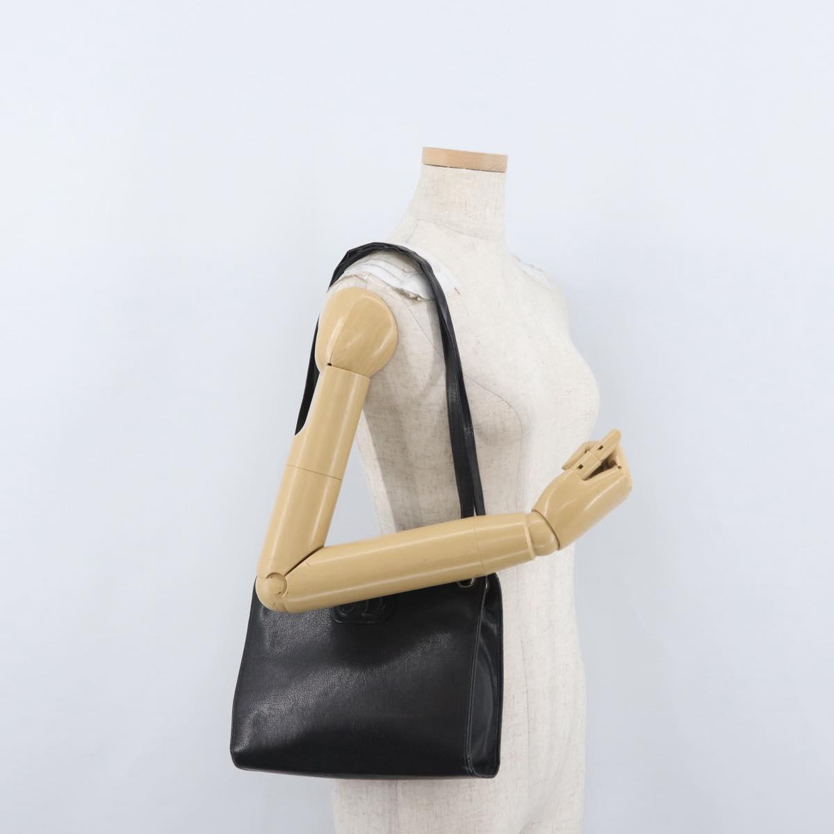 Christian Dior Shoulder Bag Leather Black Gold Auth BSZ005