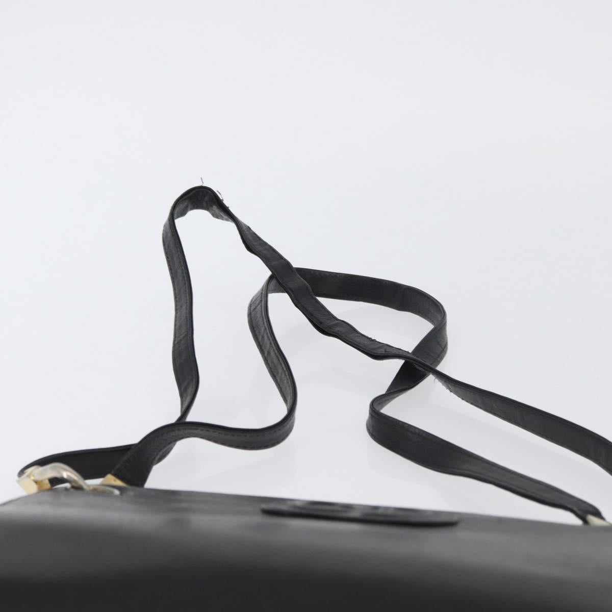 Christian Dior Shoulder Bag Leather Black Gold Auth BSZ005