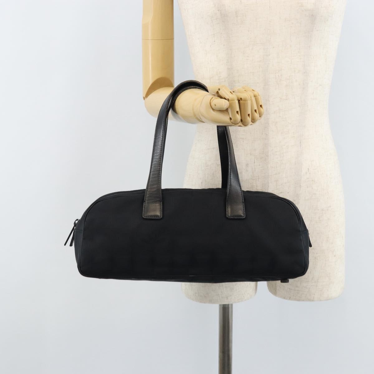 CHANEL New Travel Line Hand Bag Nylon Black Gold CC Auth BSZ008