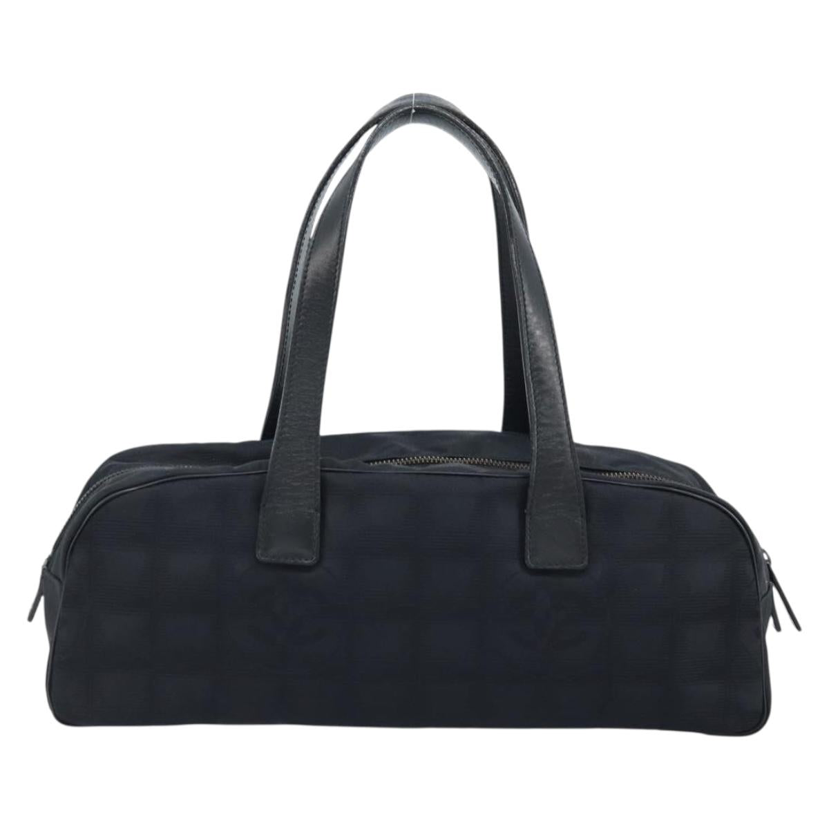 CHANEL New Travel Line Hand Bag Nylon Black Gold CC Auth BSZ008